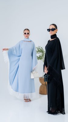 عباية سادة راقية - موديل الدانتيل الفراشة