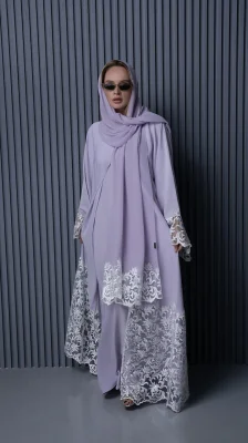 عباية فاخرة دانتيل مرصعة بالأحجار ضمن تصنيف عبايات رمضان في ياسمين الشام